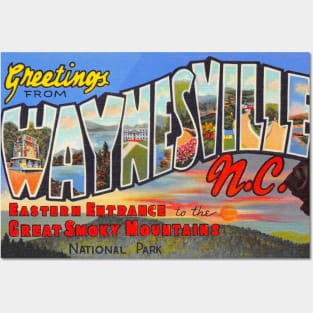 Greetings from Waynesville, North Carolina - Vintage Large Letter Postcard Posters and Art